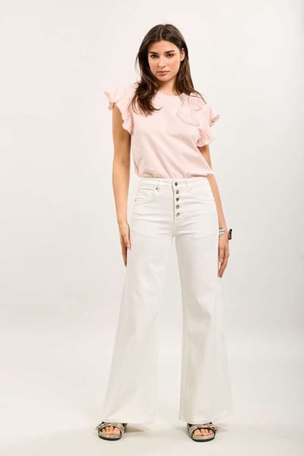 Toxik3 - 5 Button wide leg gebroken wit