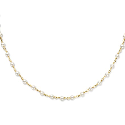 YO&NO - Ketting - Dames - Zilver Verguld - Synth. Parels - 40 + 5 cm - Sieraden Vrouw - Zilver 925