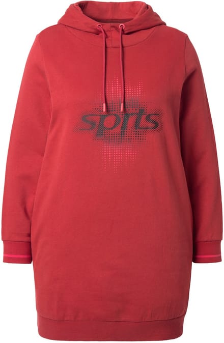 Ulla Popken - Dames - Lange hoodie oversized capuchon lange mouw - Baksteenrood - Maat 46+