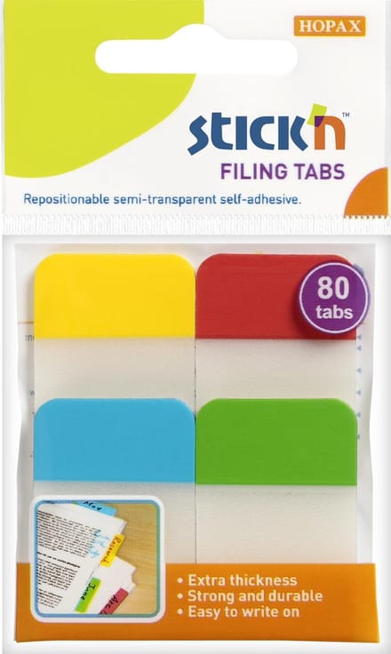 Stick'n Bladwijzers - Sticky Notes - 38 x 25 mm - 4 Kleuren - 80 Index Tabs