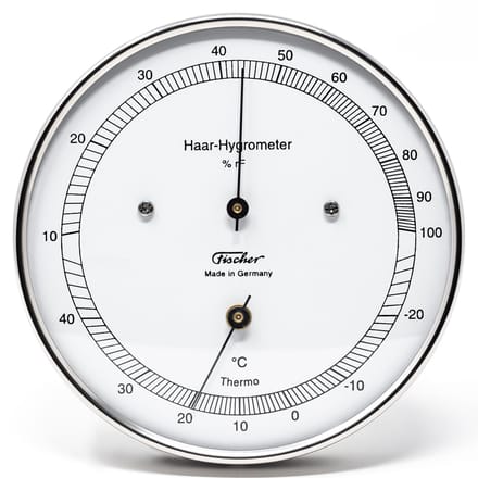 Fischer - Haar Hygrometer & Thermometer - RVS Ø103 mm - Temperatuur en Luchtvochtigheid