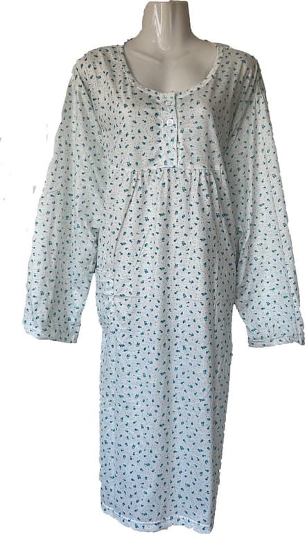 Dames Nachtjapon Gebloemd Lichtblauw 5XL