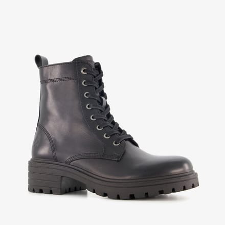Hush Puppies leren dames veterboots zwart - Maat 36