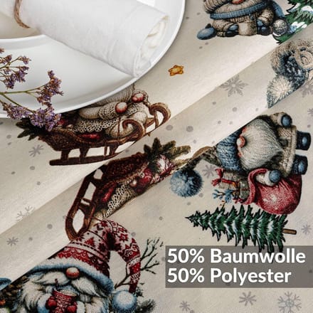 Ovaal Tafelkleed Kerstmis Katoen-Polyester Wasbaar Waterafstotend Beige 220x140 cm
