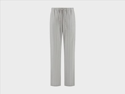 Yumeko pyjamabroek dames flanel lichtgrijs/wit stripe l