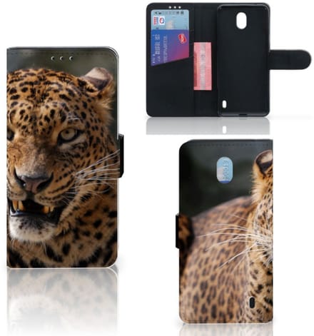 Nokia 1 Plus Telefoonhoesje met Pasjes Luipaard