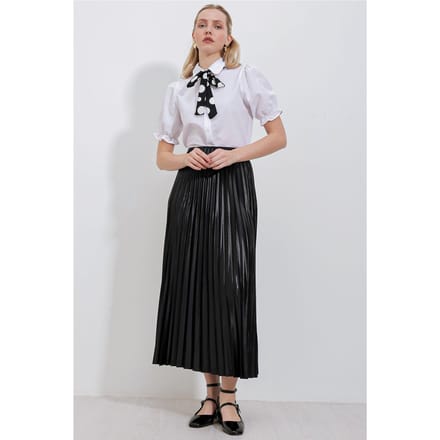 Hoge Taille Maxi Rok met Rimpeldetails