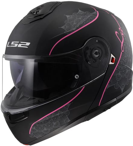 LS2 FF908 Strobe II Lux Mat Zwart Roze 06 Systeemhelm - Helm
