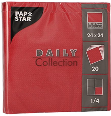 20x 20 Servetten DAILY Collection 1/4 vouw 24 cm x 24 cm bordeaux