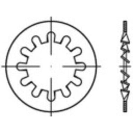 TOOLCRAFT 1067158 Tandveerring Binnendiameter: 3.2 mm DIN 6797 RVS 2000 stuk(s)