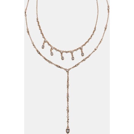 Stradivarius Lariat ketting met stras  Goud OS
