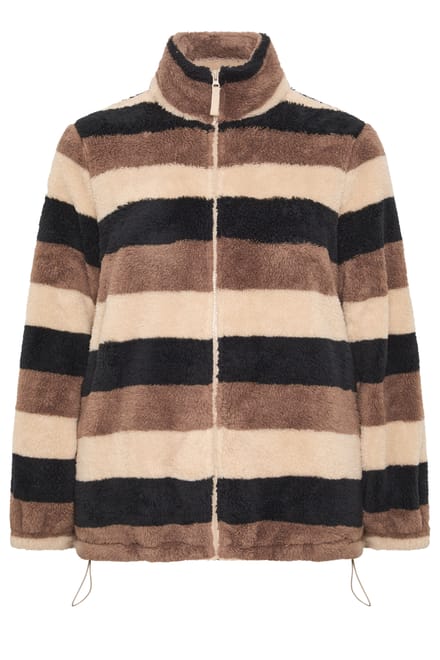 Yours Fleece Met Bruine Strepen En Ritssluiting Size 50-52
