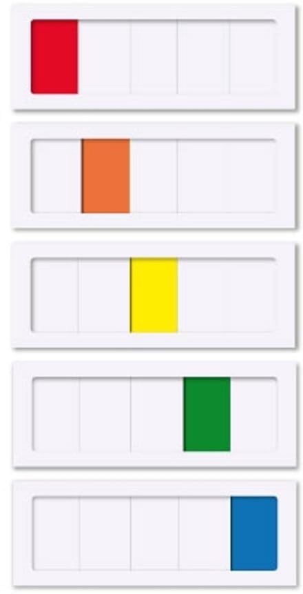 Triagebord | 5 kleurvlakken | 4 schuiven | 150 x 55 mm | Wit
