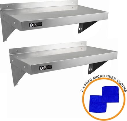 2x wandschap - rvs - 90cm x 30cm - inclusief 2 microvezeldoeken