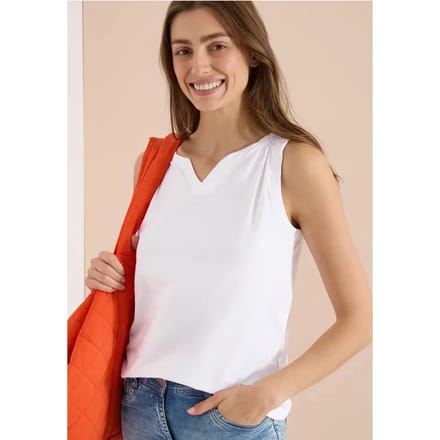 Top met gespleten hals in effen kleur