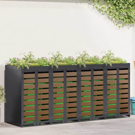 vidaXL - Wheelie - Bin - opslag - voor - 4 - bakken - Staal - Antraciet