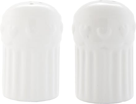Peper en zout set 2 delig van wit keramiek, afmeting 5x7 cm