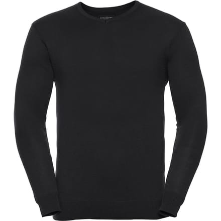 Russell Collection Heren Gebreid V Hals Sweatshirt (Zwart)