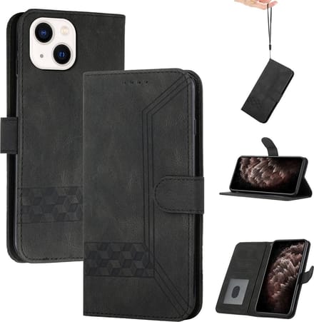 Apple iPhone 13 Bookcase | PU Lederen Telefoonhoesje | Pasjeshouder | Zwart