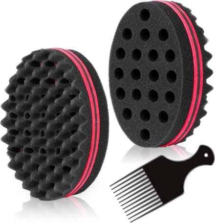 Grote Gaten Spons voor Haar - Magische Spons Borstel voor Krullen met Gratis Haar Pick Kam (2 pack)