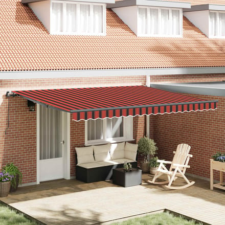 vidaXL - Uitschuifbare - luifel - Oranje - en - bruin - 450 - × - 350 - cm