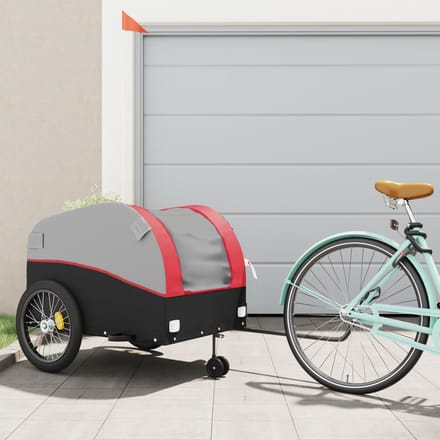vidaXL - Fietstrailer - 45 - kg - ijzer - zwart - en - rood