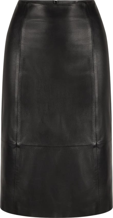 AMARI LANGE LEREN ROK - ZWART - MAAT S (36)