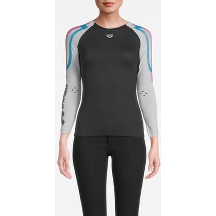 Arena W Carbon Compression Long Sleeve Dark Grey-white Größe: S | Sportbekleidung Outlet | Damen | Grau