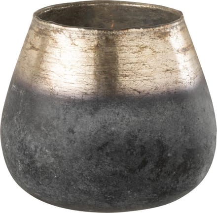 J-Line Windlicht Antique Conisch Glas Blauw/Grijs