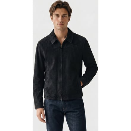 John Varvatos Dundy Jacket - Zip Closure Velvet Jacket Charcoal Größe: 46 | Lederjacken Outlet | Herren | Schwarz