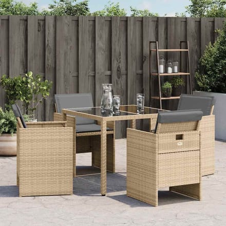 vidaXL - Tuinstoelen - 4 - st - met - kussens - poly - rattan - gemengd - beige