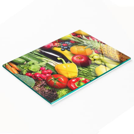 Decoratieve snijplank van gehard glas voor groenten en fruit, 80x52 cm