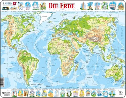 Wereld Puzzel - Geografie Puzzel - Educatief Spelen - Met Figuurstukken - 80 Stukjes - Multicolor