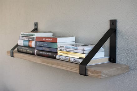 GoudmetHout Massief Eiken Wandplank - 50x20 cm - Industriële Plankdragers - Staal - Mat Zwart