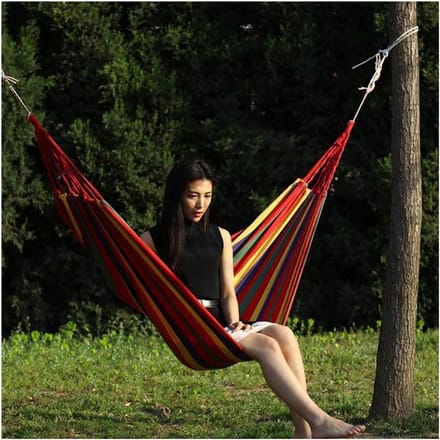 Hangmat voor terras - Draagbaar schommelbed - Ontspanning buiten - Hoge gewichtscapaciteit - 200x80cm - Rood