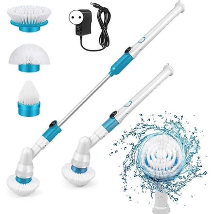 Brosse de Nettoyage Électrique Portative Sans Fil Auto-rotation Laveur de Douche avec 3 Têtes Remplaçables white