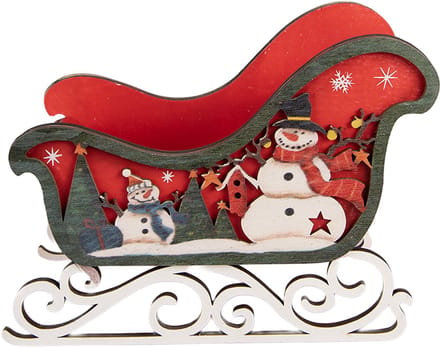 Clayre & Eef Kerstdecoratie Beeld Slee Rood Hout