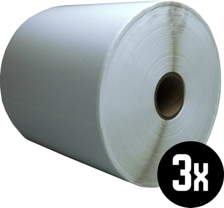 DULA Compatible Zebra Labels 102x76mm - 930 etiketten per rol - kern 25mm - Wit - Permanent - 3 rollen