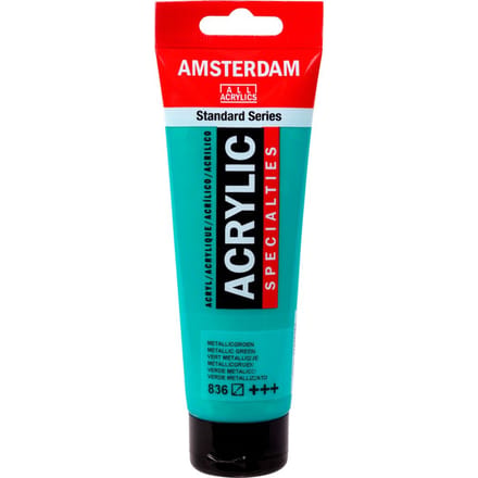 Peinture acrylique - AMSTERDAM - 120 ml - Vert métallisé - Résistant à la lumière - Satiné