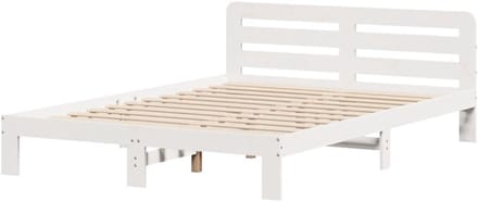 Bedframe Grenenhout - Houten Ledikant - Goede Nachtrust - Extra Opbergruimte - 135x190 cm - Wit