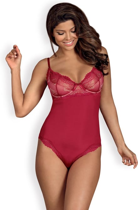 Obsessive Rosalyne Teddy - Erotische Body - Maat L/XL - Rood