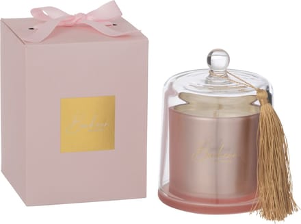 J-Line geurkaars Stolp Bonheur - Sapphire Amber Tea - glas - roze - large - 45U