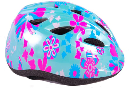 Volare Kinder Fietshelm - XS - Blauw Roze Bloemetjes - 47-51 cm - extra klein model
