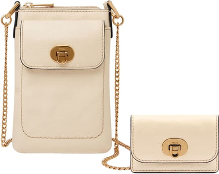 FOSSIL Leren Telefoontasje Schoudertas Harper Phone Bag Bone Crème