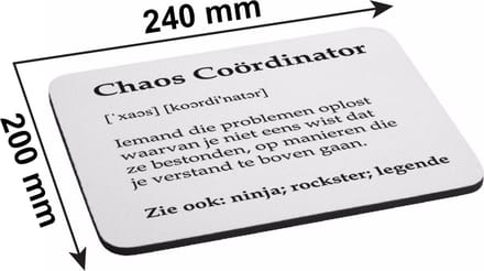Muismat "Chaos Coördinator" - Muis Mat - Cadeau Collega Bedankt - Kantoor Cadeau- Afscheid Cadeau - Bureau Accessoire - Computer Accountant