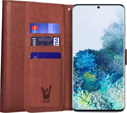 Hoesje geschikt voor Samsung Galaxy S20 Plus - Book Case Kunstleer Pasjeshouder Bruin