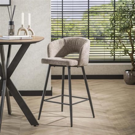 Hoyz Collection - Barstoel Boucle Salon - Tissee Cargo Zandkleur - Set van 2