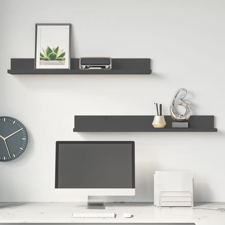 vidaXL - Wandkasten - 2 - st - 80x11x9 - cm - massief - grenenhout - grijs