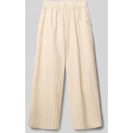 wide fit stoffen broek met gestikt logo