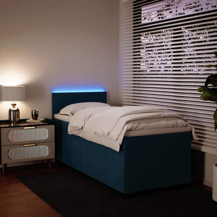 vidaXL - Boxspring - met - matras - fluweel - blauw - 100x200 - cm